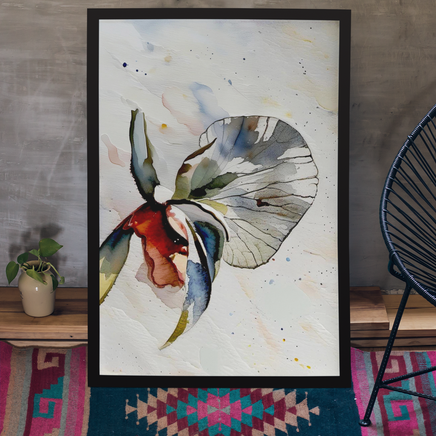 Artistic Floral Framed Poster, Abstract Wall Art, Home Decor