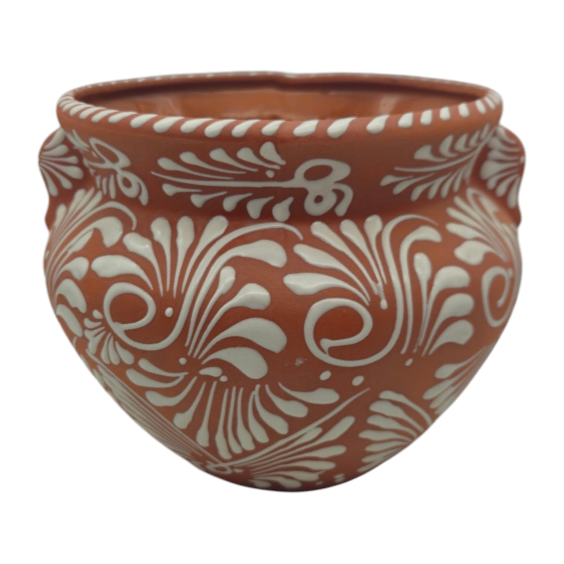 Handcrafted Talavera Flower Pot | Terracotta & White Design