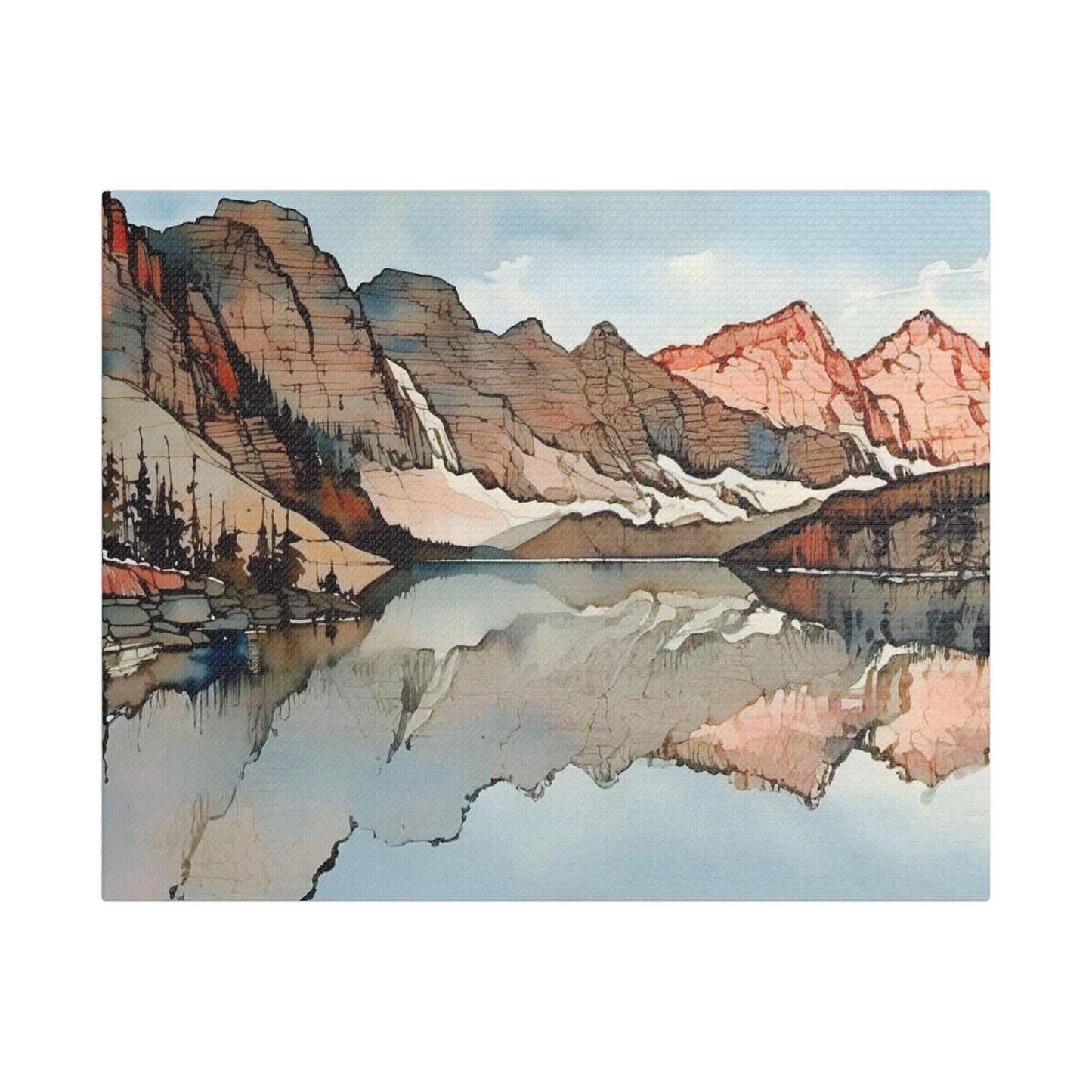 Satin Canvas Wall Art - Scenic Mountain Reflection, Nature Decor, Home Aesthetic, Gift for Nature Lovers, Rustic Wall Decor