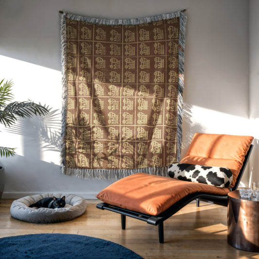 Cozy Woven Blanket Christmas with firefighters, Home Decor Throw Tapestry, Seasonal Gift Idea