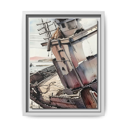 Framed Matte Canvas Art Print - Nautical Decor, Coastal Wall Art, Boat Painting, Perfect Gift for Sea Lovers, Home Office Decoration