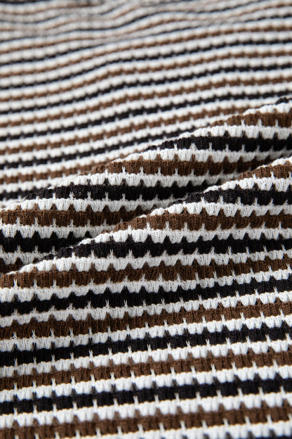 Stripe Textured Knit Long Sleeve T-Shirt