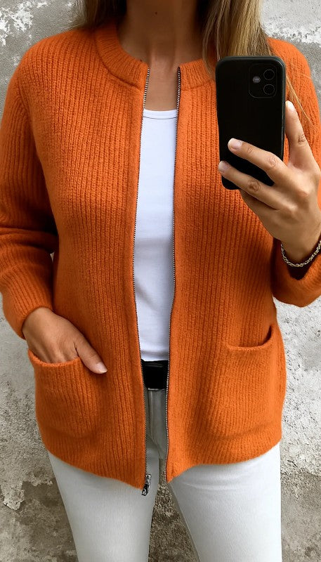 Knit Cardigan Jacket Orange