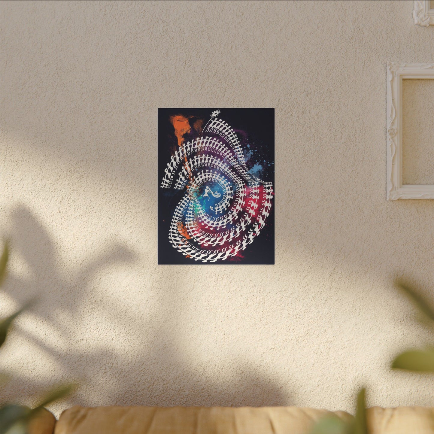 Spiral Tribal Dance Art Canvas, Abstract Wall Decor, Meditation Gift, Psychedelic Art Print, Home or Office Decoration