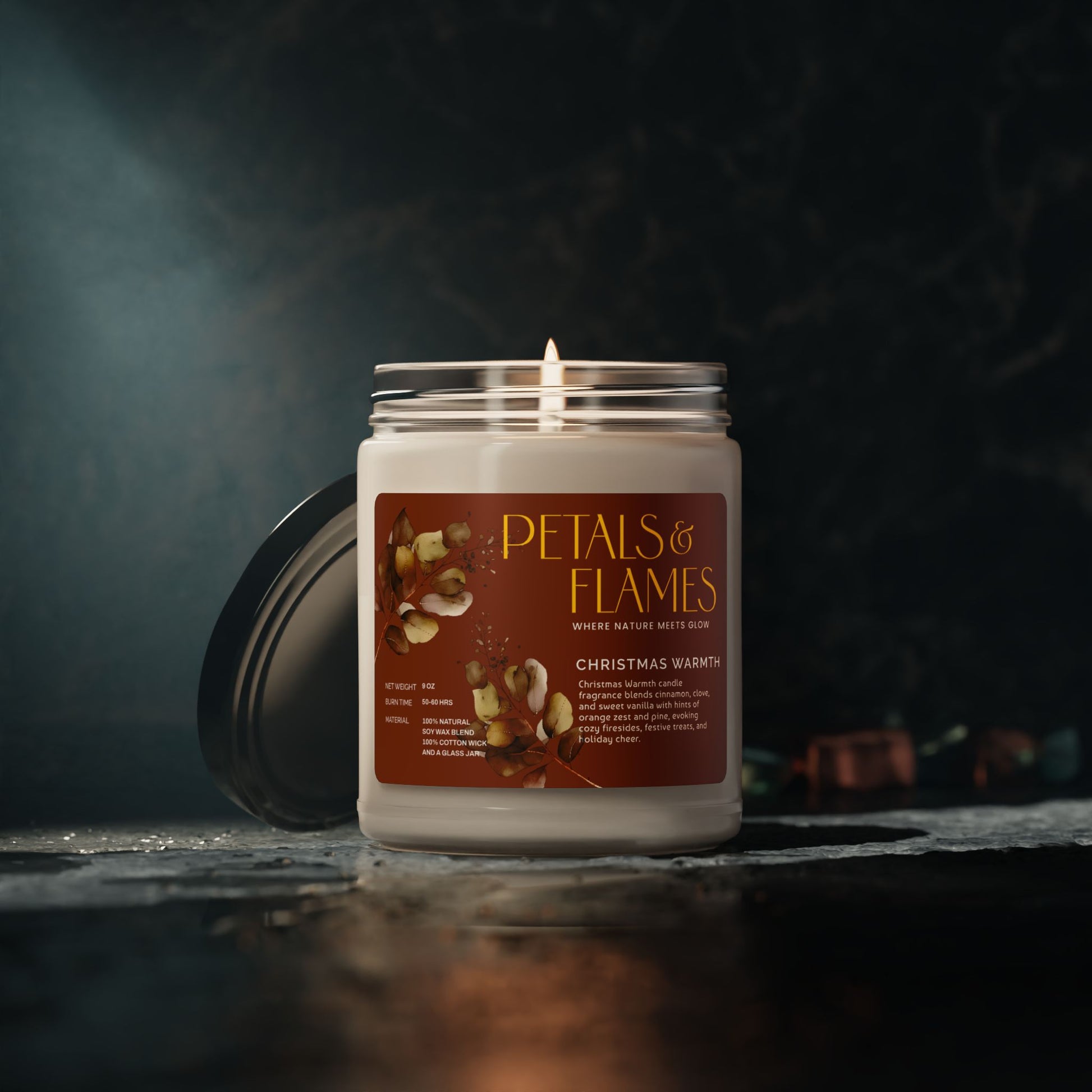 Christmas Warmth Soy Candle – Cozy Holiday Scented Gift