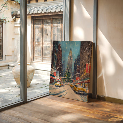 New York Winter Christmas Cityscape Gallery Canvas 20" x 30"