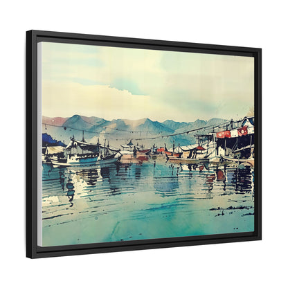 Artistic Framed Canvas Print - Tranquil Harbor Scene, Wall Decor, Home Decor, Gift for Art Lovers, Coastal Vibe