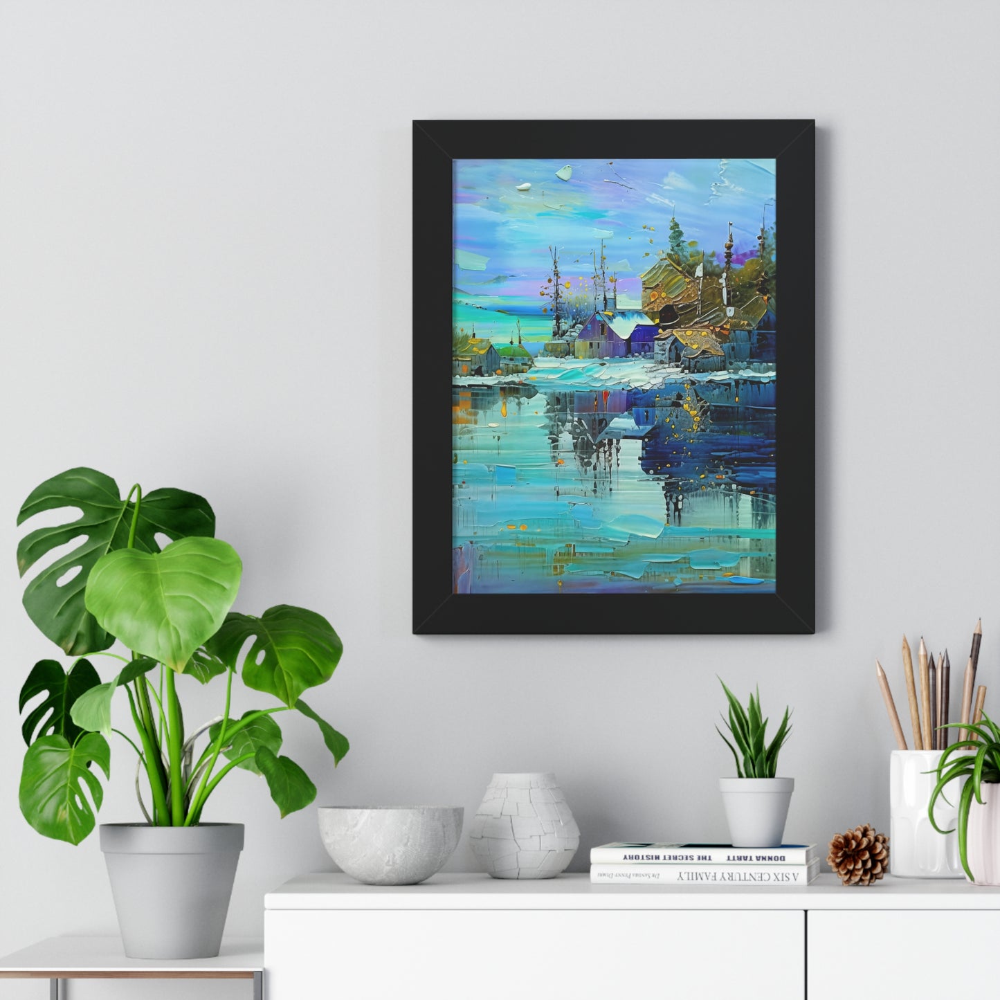 Serene Horizons – Framed Vertical Landscape Art Print