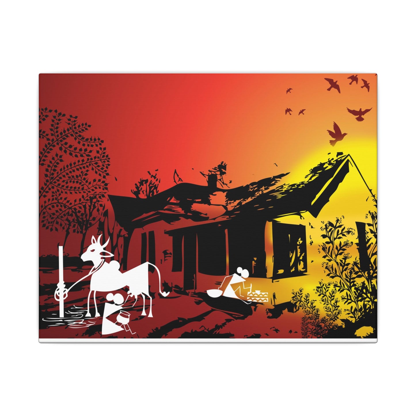 Sunset Tribal Farmhouse Canvas Art Print, Rustic Home Decor, Farmhouse Wall Art, Unique Gift, Country Vibes, Kitchen Wall Decor