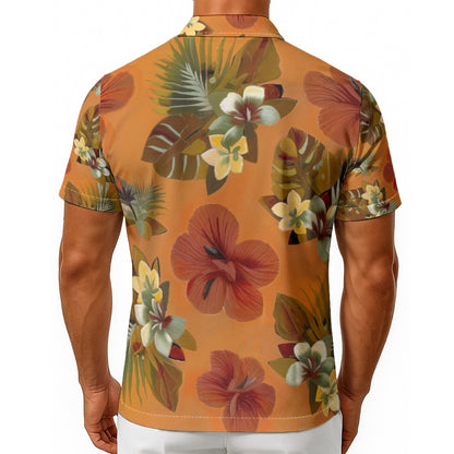 Tropical Hawaiian Button-Down Shirt with Button Closure, Vacation Apparel, Summer Fashion