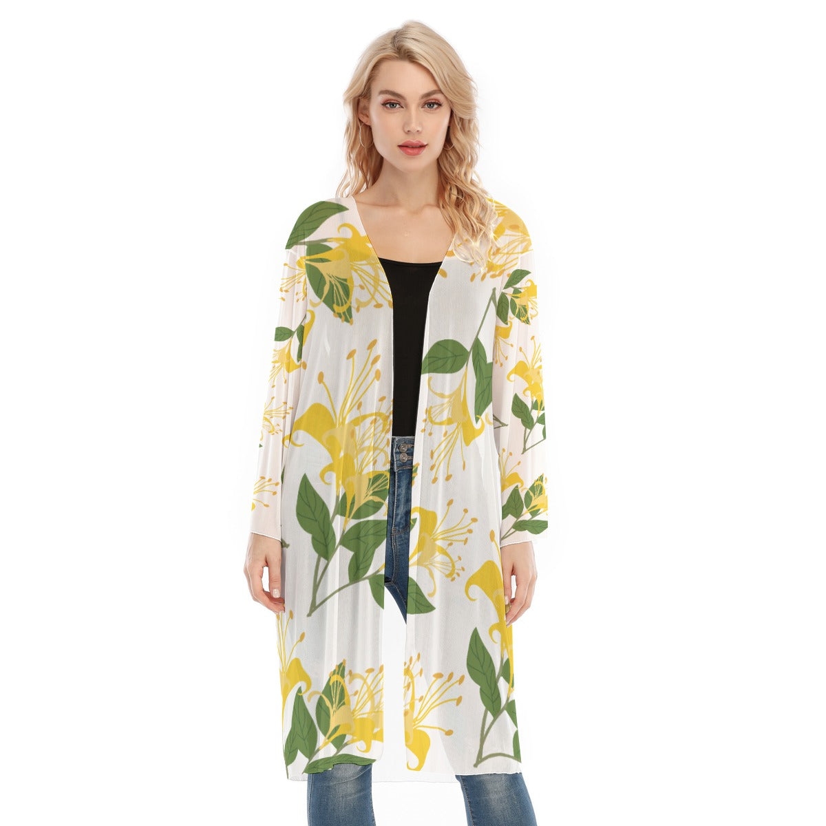 All- Over Print Women's Long Sleeve Mesh Cardigan