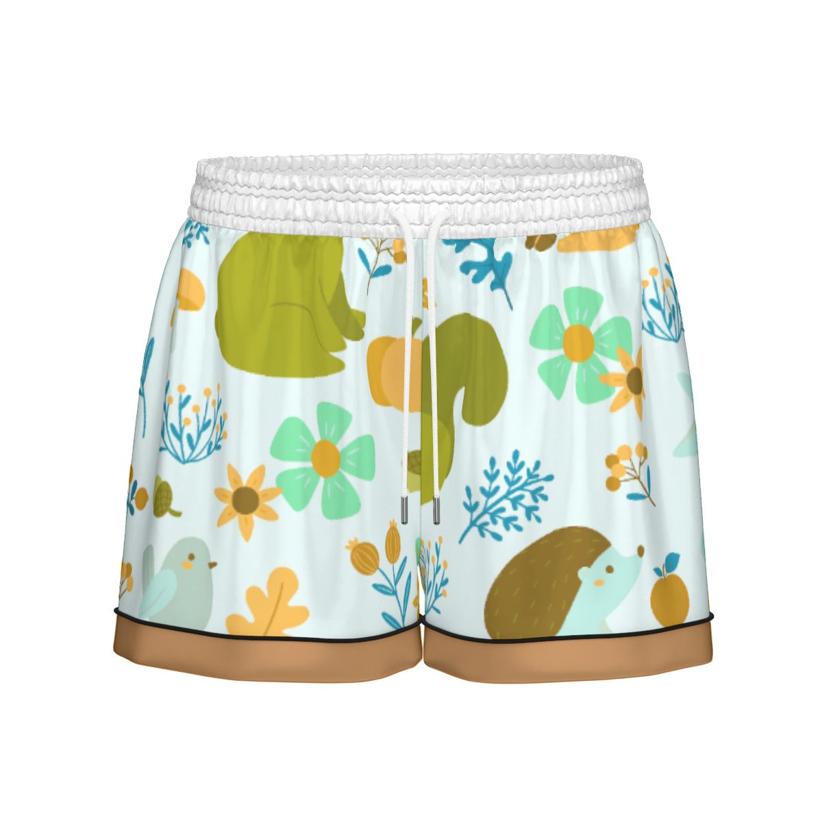 All-Over Print Women's Imitation Silk Pajama Set With Short Sleeve