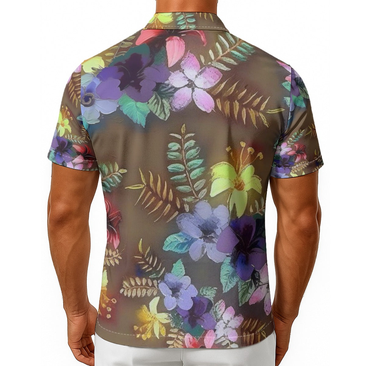 All-Over Print Men's Hawaiian Shirt With Button Closure