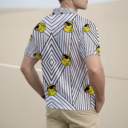 All-Over Print Men's Half Zip Polo Shirt With Short Sleeve