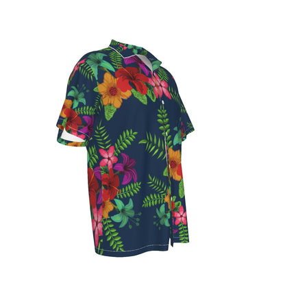 All Over Print Vibrant Tropical Hawaiian Button-Down Shirt, Summer Fashion Shirt, Vacation Wear, Luau Party Outfit, Unisex Floral Shirt, Beach Casual Top