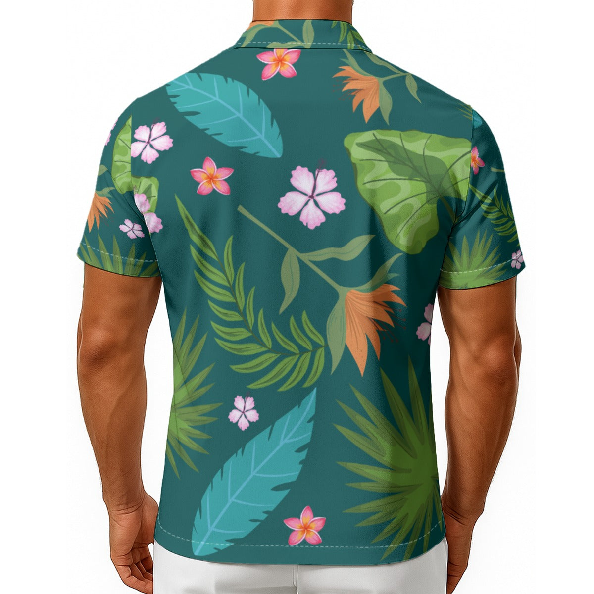 All-Over Print Men's Hawaiian Shirt With Button Closure