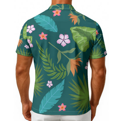 All-Over Print Men's Hawaiian Shirt With Button Closure