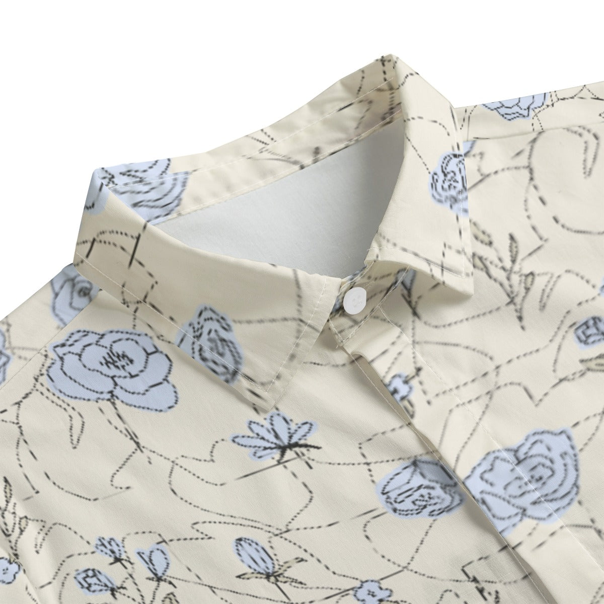 All-Over Print Men's Lapel Collar Shirt With Concealed Placket |115GSM Cotton poplin