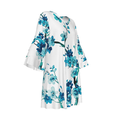 All-Over Print Women's Stacked Ruffle Sleeve Dress