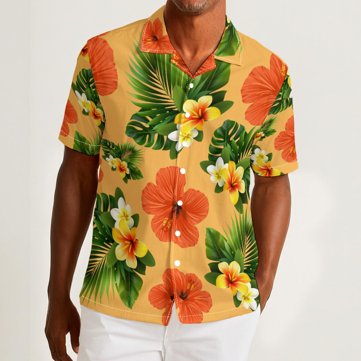 All-Over Print Men's Hawaiian Shirt With Button Closure |115GSM Cotton poplin