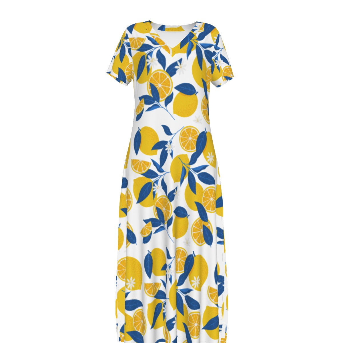 All-Over Print Women's V-neck Dress With Side Slit