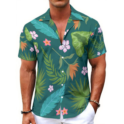 All-Over Print Men's Hawaiian Shirt With Button Closure