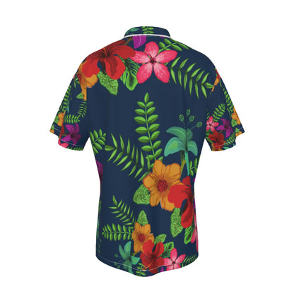 All Over Print Vibrant Tropical Hawaiian Button-Down Shirt, Summer Fashion Shirt, Vacation Wear, Luau Party Outfit, Unisex Floral Shirt, Beach Casual Top