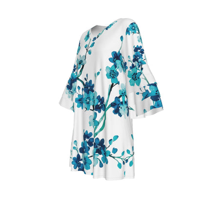 All-Over Print Women's Stacked Ruffle Sleeve Dress