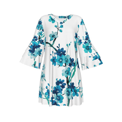 All-Over Print Women's Stacked Ruffle Sleeve Dress