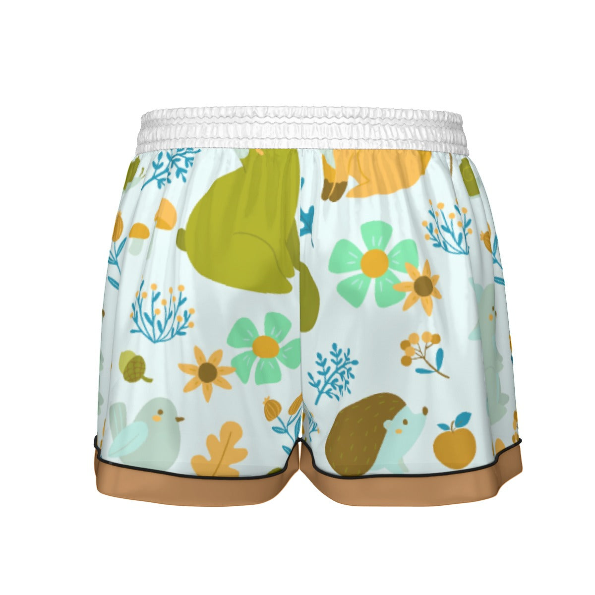 All-Over Print Women's Imitation Silk Pajama Set With Short Sleeve