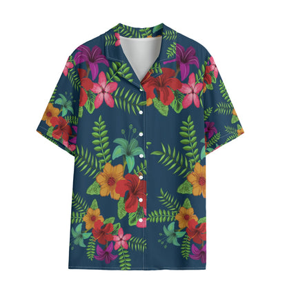 All-Over Print Women's Vibrant Tropical Hawaiian Shirt | Rayon