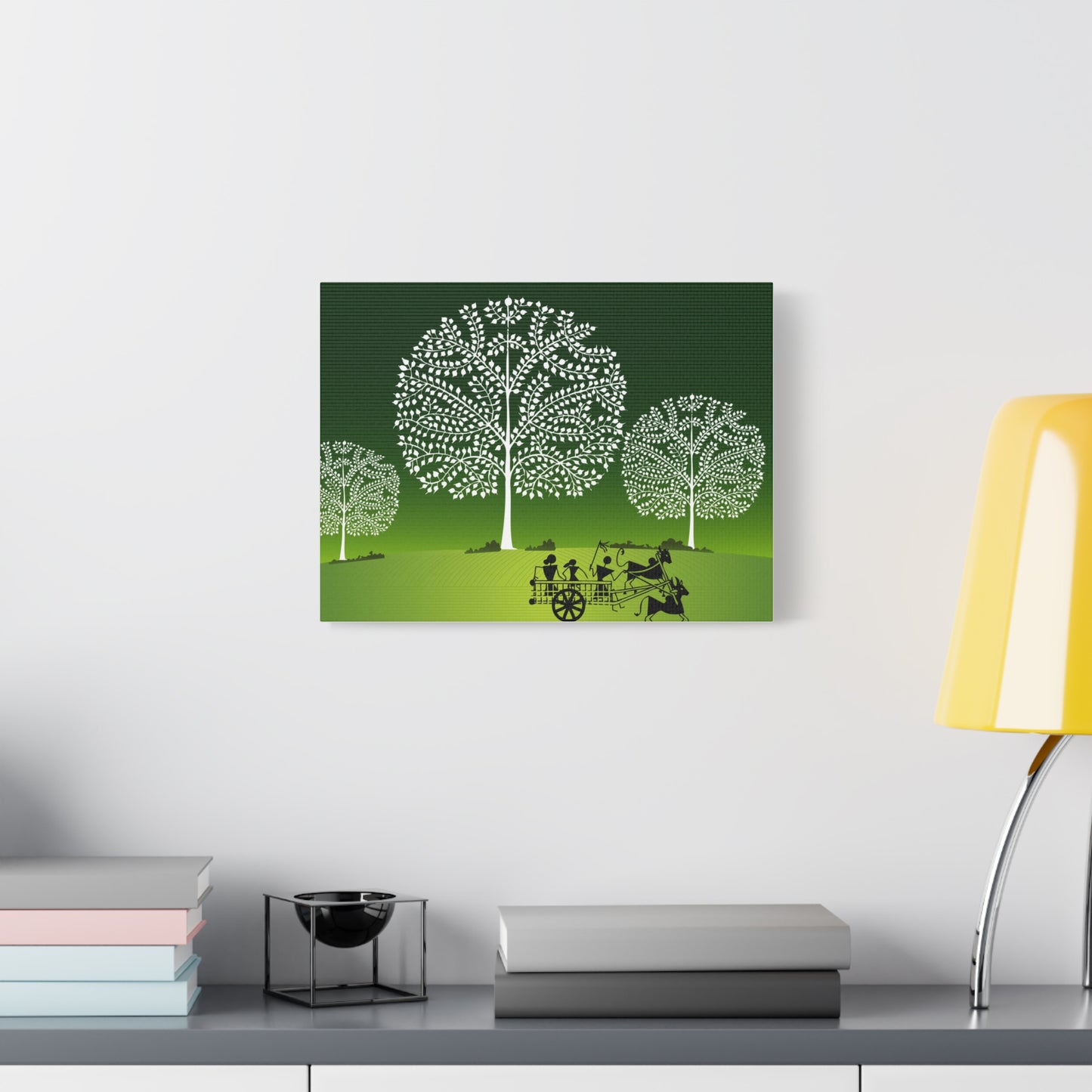 Tribal Art Artistic Nature Canvas Wall Decor, Eco-Friendly Home Art, Green Tree Print, Rustic Farmhouse Decor, Living Room Wall Art, Gift Idea