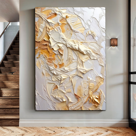Minimalist Wave Abstract Impasto Wall Art 36x24 inch Extra Large Premium Gallery Wrapped