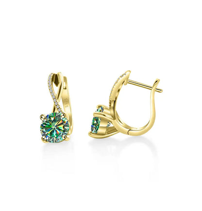 2 Ct Moissanite Clip-On Earrings 925 Sterling Silver Interlaced Studs Gift 100 green