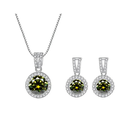 2Ct Moissanite Necklace Earrings Set Sterling Silver 925 Wedding Jewelry 2ct total yellow green