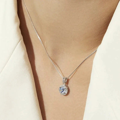 2Ct Moissanite Necklace Earrings Set Sterling Silver 925 Wedding Jewelry