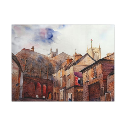 Watercolor Cityscape Art Print, Matte Canvas Wall Decor, Home Gallery, Unique Gift, Living Room Wall Art, Landscape Painting