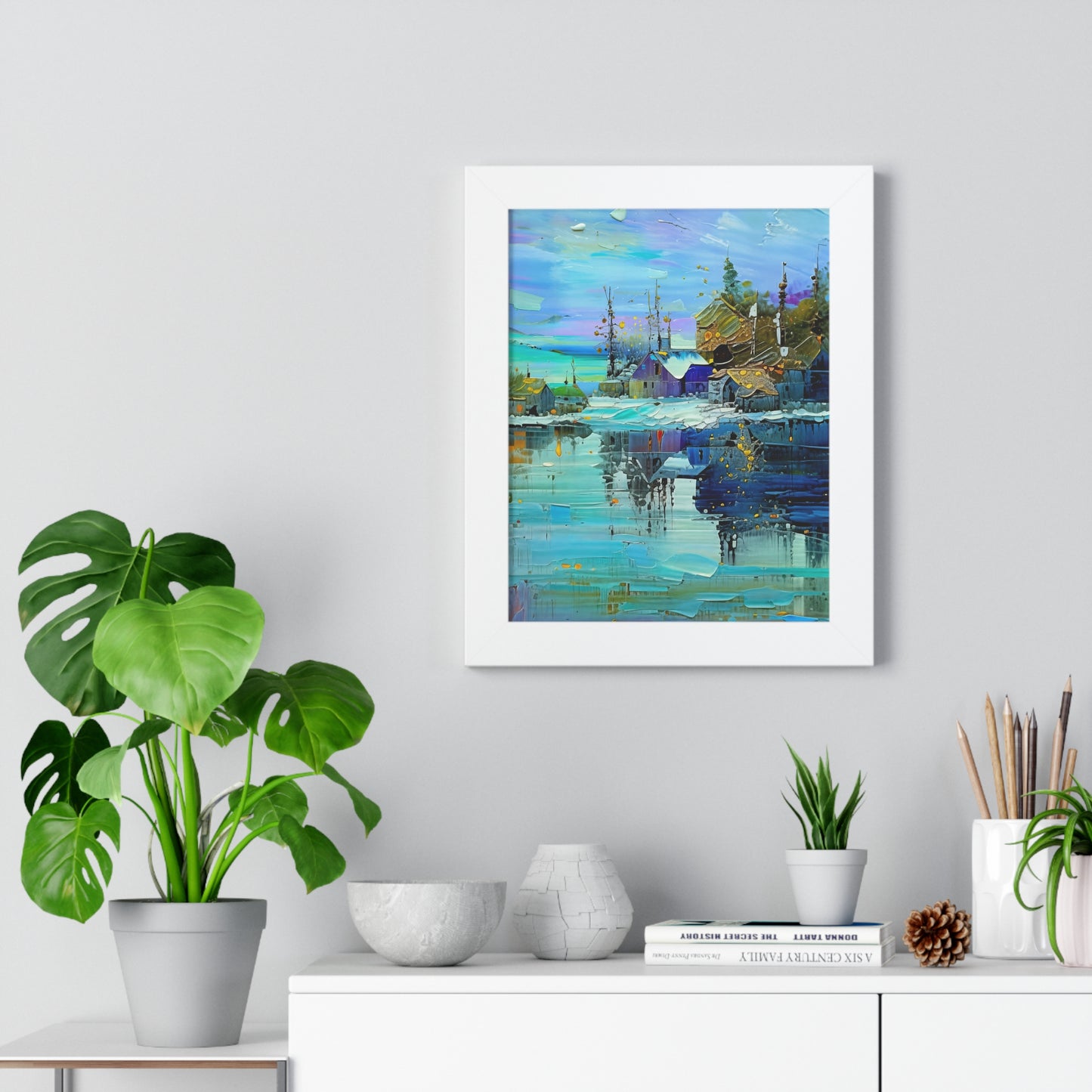 Serene Horizons – Framed Vertical Landscape Art Print
