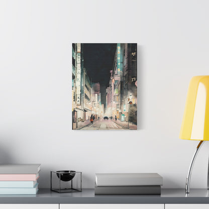 Cityscape Art Canvas, Urban Wall Decor, Night City Painting, Modern Home Decoration, Gift for Art Lovers, Aesthetic Canvas Print