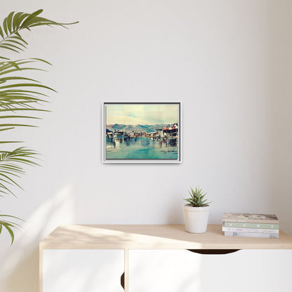Artistic Framed Canvas Print - Tranquil Harbor Scene, Wall Decor, Home Decor, Gift for Art Lovers, Coastal Vibe