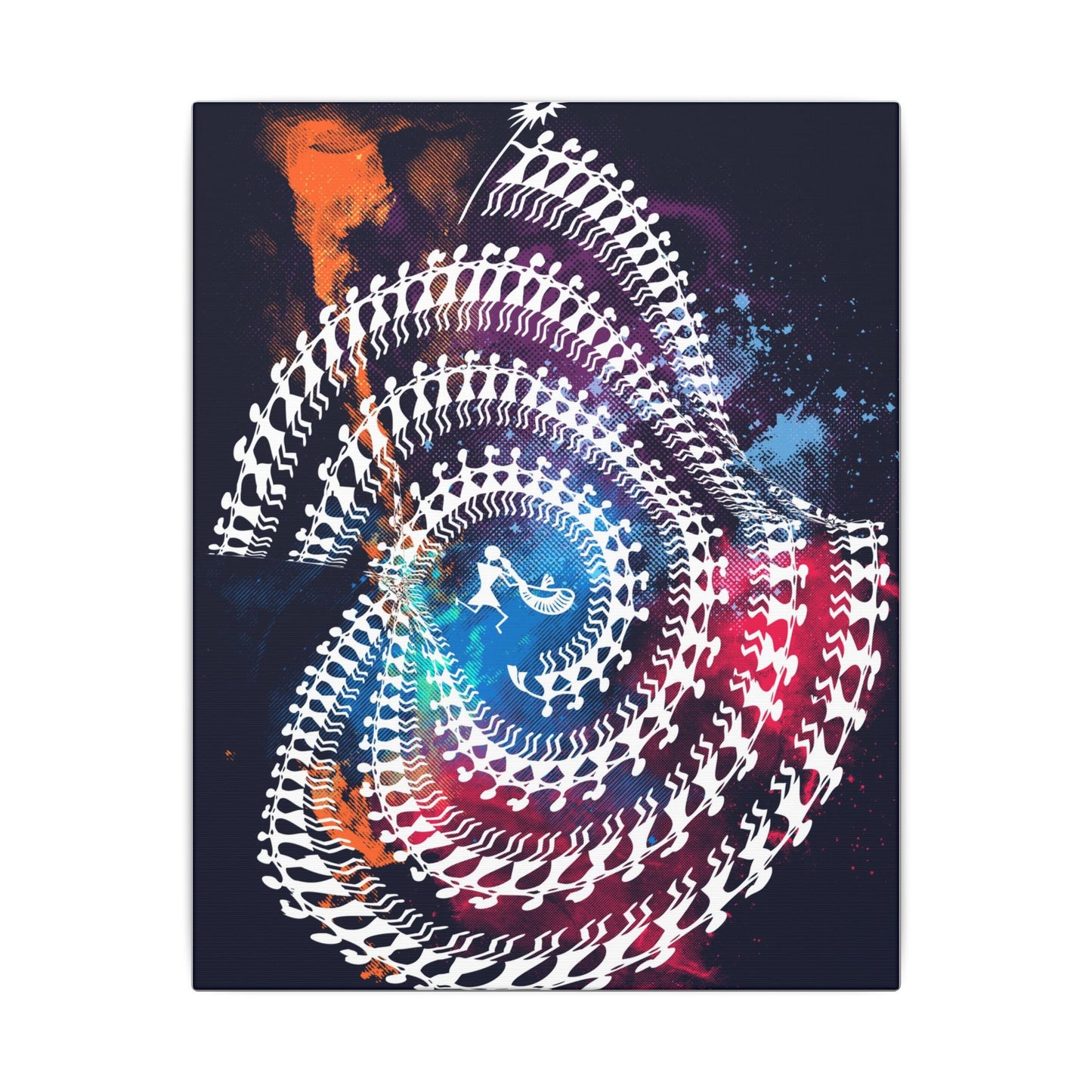 Spiral Tribal Dance Art Canvas, Abstract Wall Decor, Meditation Gift, Psychedelic Art Print, Home or Office Decoration