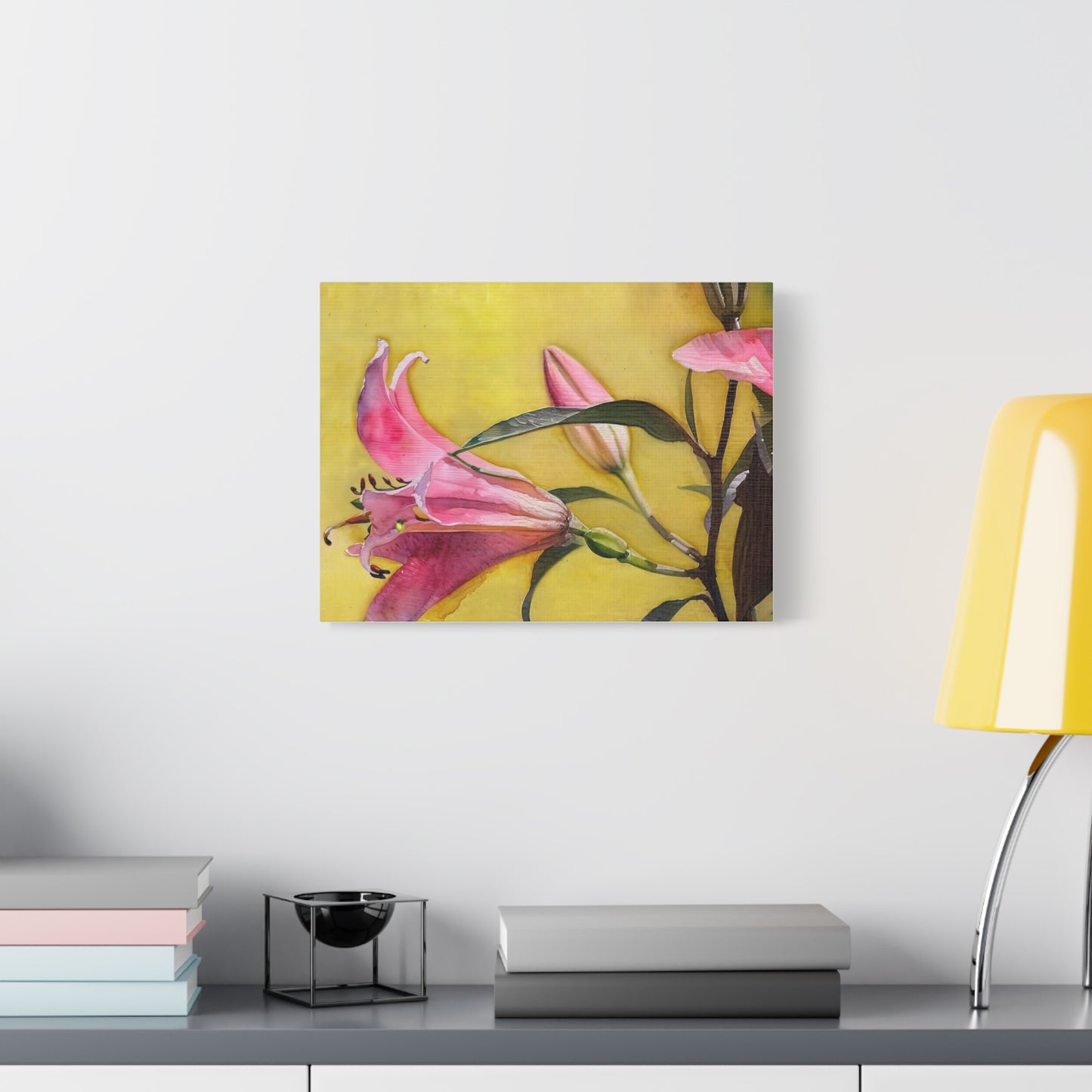 Floral Matte Canvas Art, Wall Decor, Yellow Flower Print, Home Decor Gift, Living Room Art, Modern Floral Wall Art