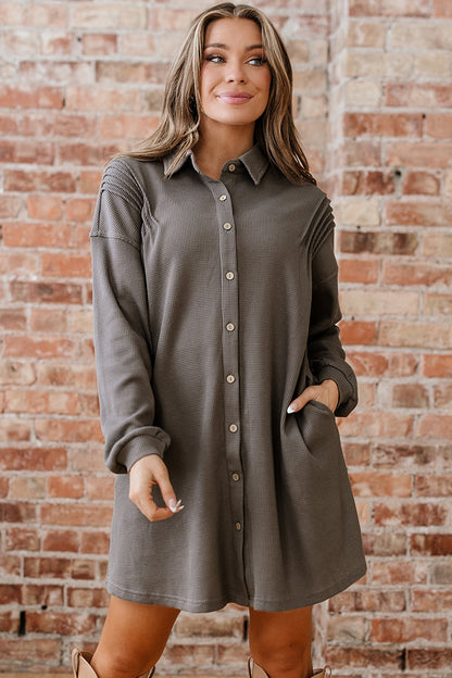 Viviana Taupe Waffle Knit Shirt Simply Taupe