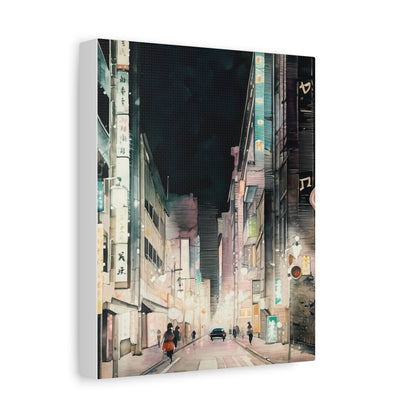 Cityscape Art Canvas, Urban Wall Decor, Night City Painting, Modern Home Decoration, Gift for Art Lovers, Aesthetic Canvas Print