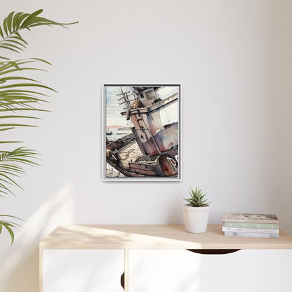 Framed Matte Canvas Art Print - Nautical Decor, Coastal Wall Art, Boat Painting, Perfect Gift for Sea Lovers, Home Office Decoration