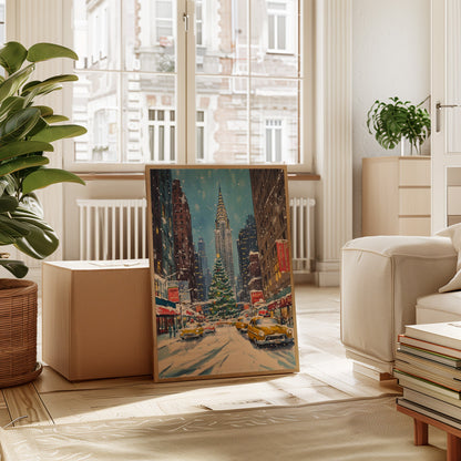 New York Winter Christmas Cityscape Gallery Canvas 24" x 36"