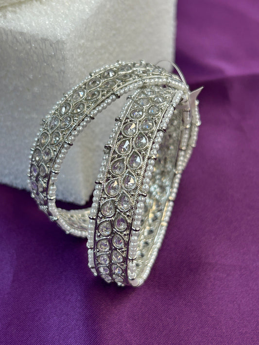 Silver Polki bangles size 2.2