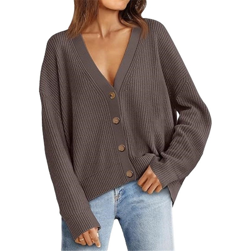 Women’s Lightweight Button Cardigan Dark Gray