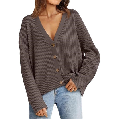 Women’s Lightweight Button Cardigan Dark Gray