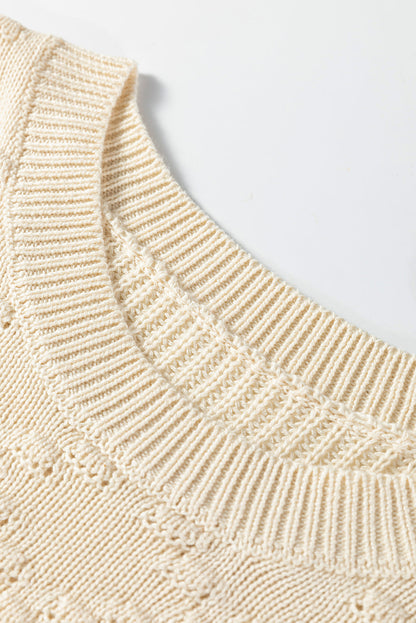 Floral Embroidered Textured Knit Sweater